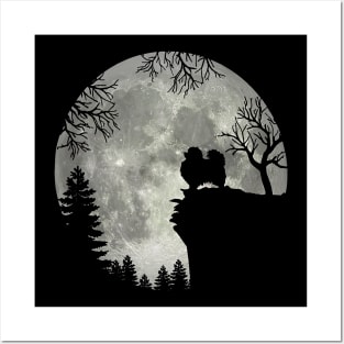 Pomeranian Dog And Moon Scary Halloween Posters and Art